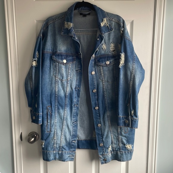 Streetwear Society Oversized Distressed Jean Jacket - Picture 1 of 6